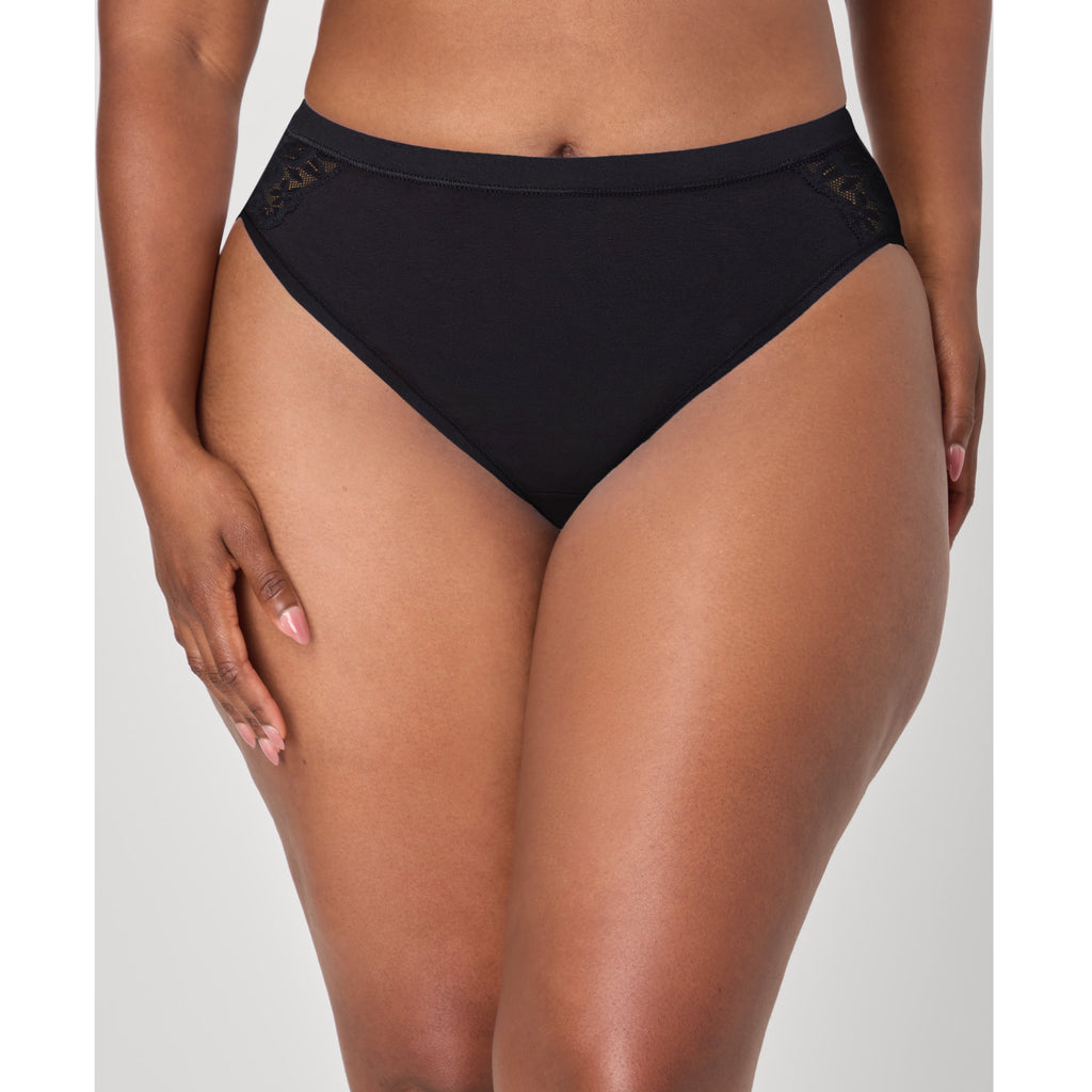 Bali Underwear High-Cut Pack, 5-Pack, Cotton Lace Moisture-Wicking Underwear for Women, High-Cut Panties Black 2X Large